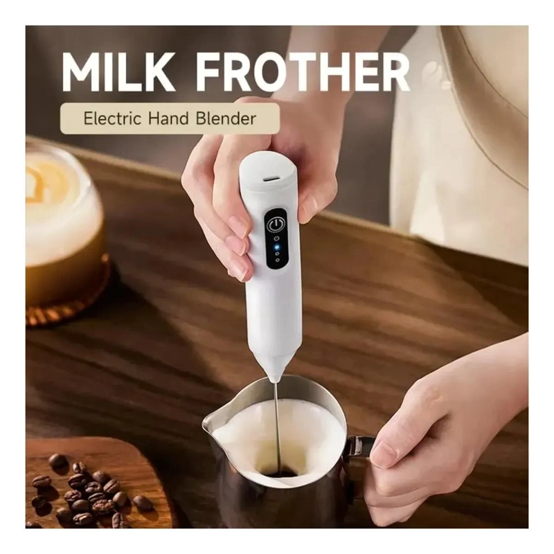 ESPUMADOR ELE CTRICO RECARGABLE CON BATIDOR DE ACERO INOXIDABLE PARA LECHE - 4