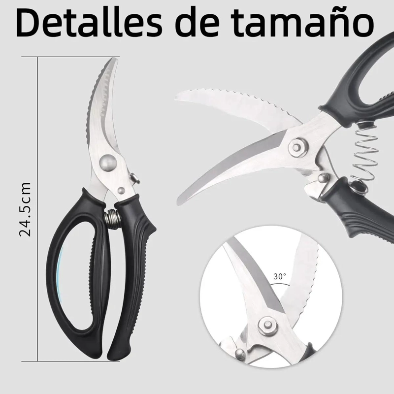 TIJERAS MULTIFUNCIONALES DE ACERO INOXIDABLE PARA AVES Y VERDURAS CON RESORTE - 1