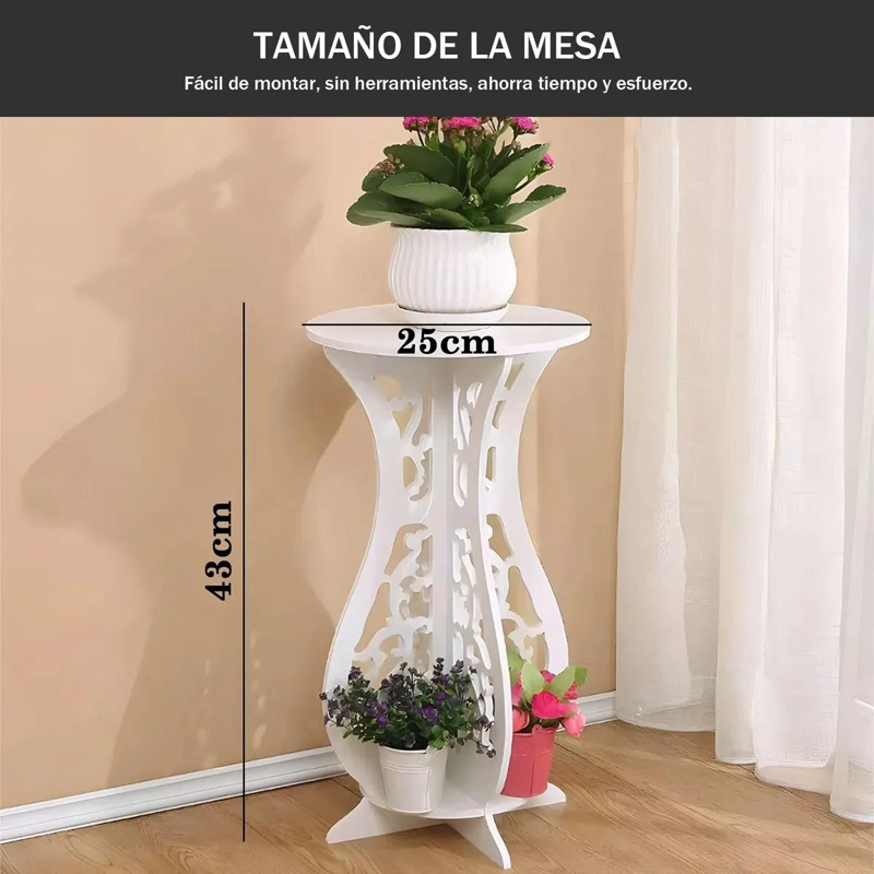 MESA REDONDA DECORATIVA DE MADERA MINIMALISTA EN COLOR BLANCO - 3