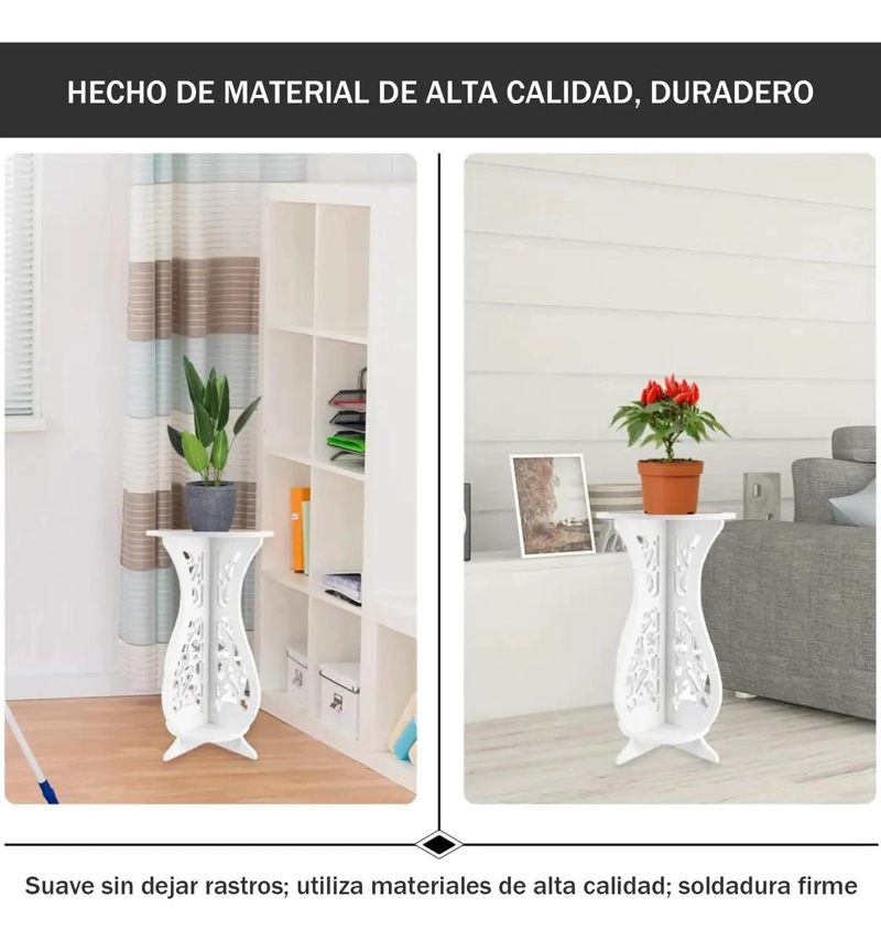 MESA REDONDA DECORATIVA DE MADERA MINIMALISTA EN COLOR BLANCO - 4