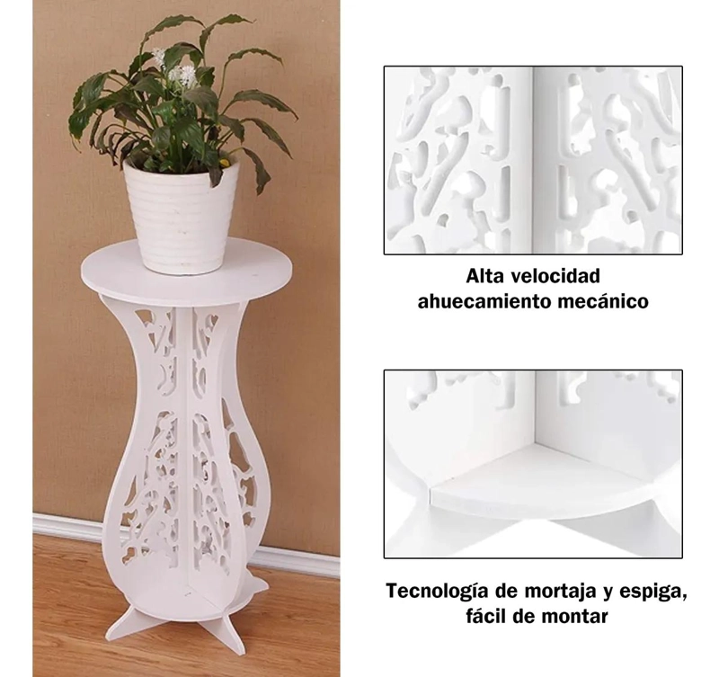 MESA REDONDA DECORATIVA DE MADERA MINIMALISTA EN COLOR BLANCO - 5