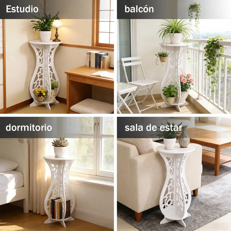 MESA REDONDA DECORATIVA DE MADERA MINIMALISTA EN COLOR BLANCO - 6