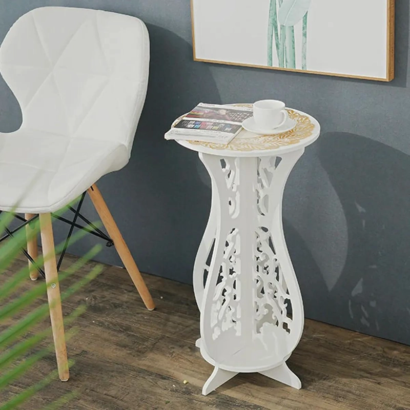 MESA REDONDA DECORATIVA DE MADERA MINIMALISTA EN COLOR BLANCO - 9