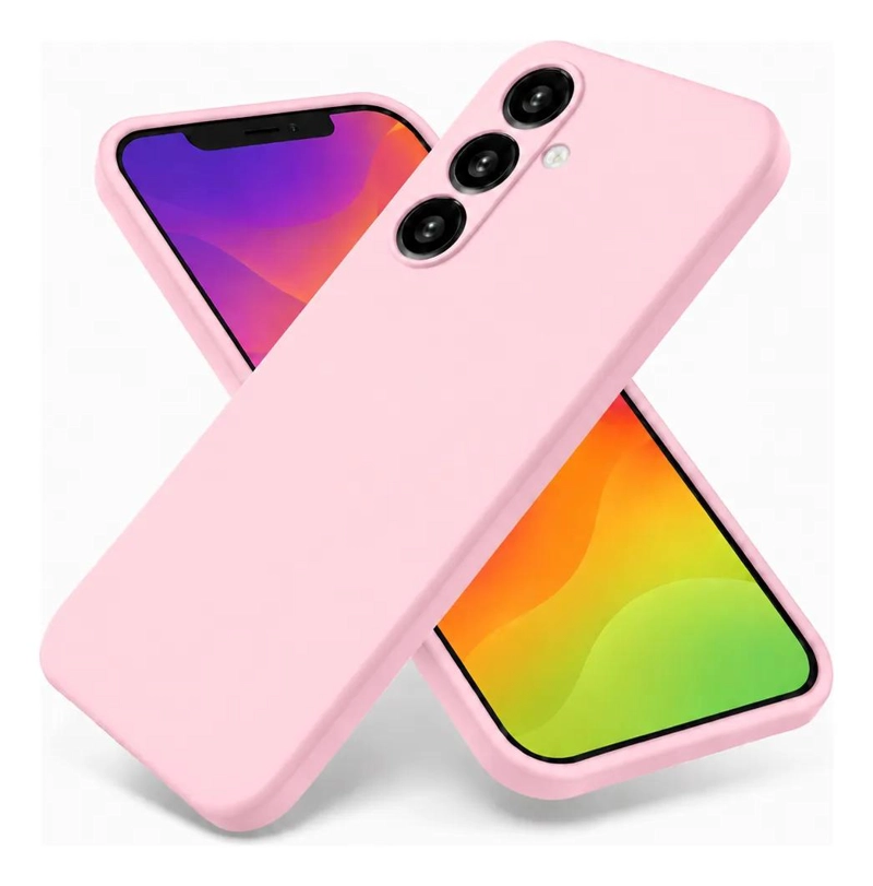 CARCASA DE SILICONA ROSA PARA SAMSUNG S24 FE CON LAMINA DE VIDRIO - 1