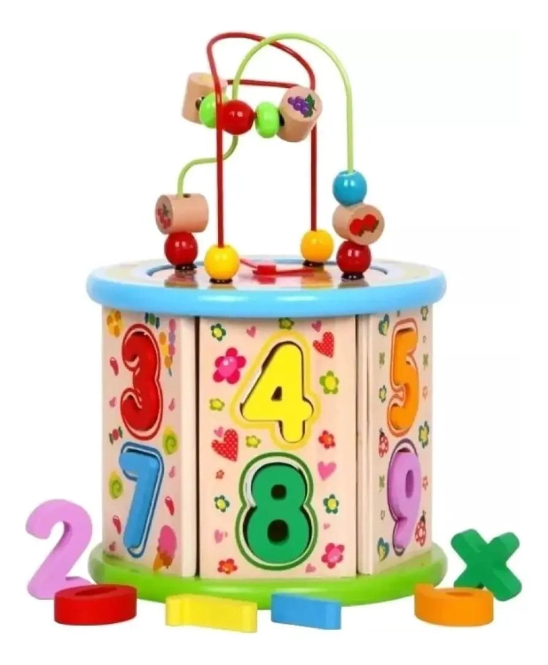CUBO DE ACTIVIDADES DIDACTICAS DE MADERA PARA NIÑOS - 1