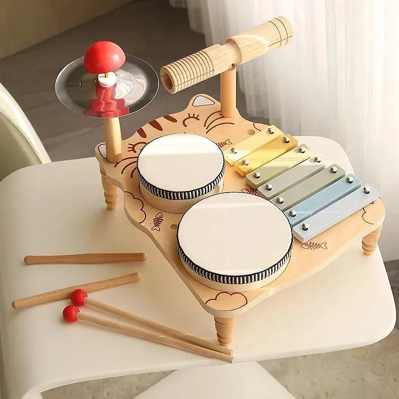 PIANO BATERIA MUSICAL MONTESSORI 7 EN 1 PARA NIÑOS DE MADERA - 2
