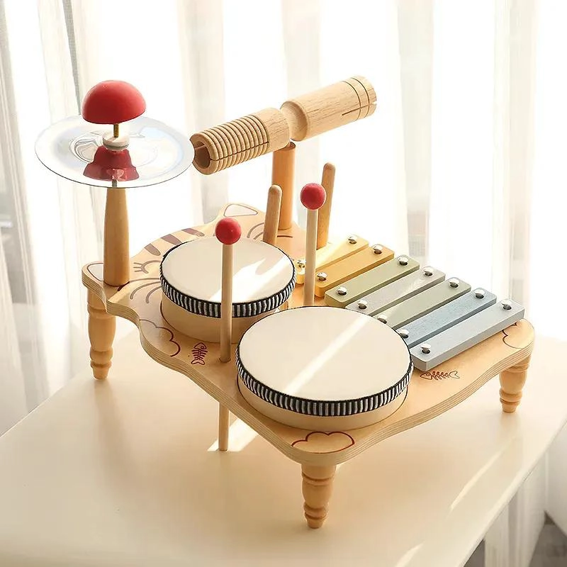 PIANO BATERIA MUSICAL MONTESSORI 7 EN 1 PARA NIÑOS DE MADERA - 8
