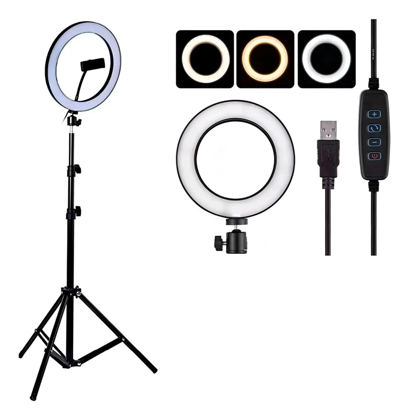 ARO DE LUZ LED DE 26 CM CON TRIPODE DE 2 METROS - 4