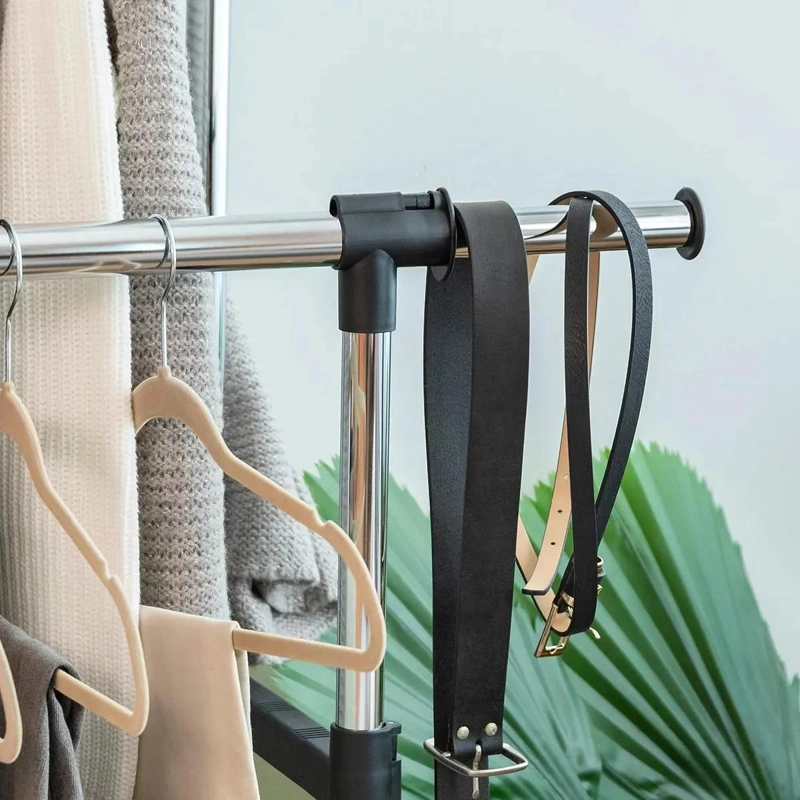PERCHERO PORTATIL CON RUEDAS Y ESTANTE INFERIOR PARA ROPA - 8