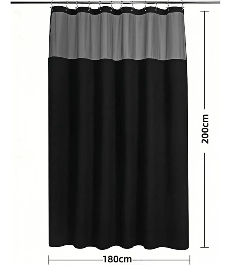 CORTINA DE BAÑO IMPERMEABLE 180X200CM CON FORRO Y GANCHOS - 3