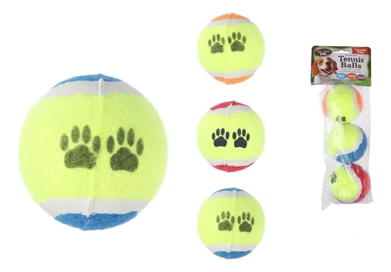 SET DE 3 PELOTAS DE TENIS COLORIDAS PARA MASCOTAS - 1
