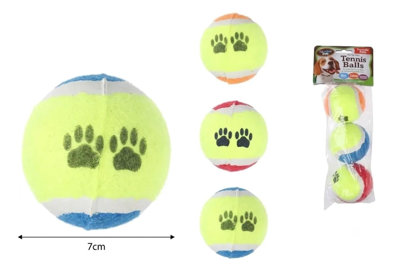 SET DE 3 PELOTAS DE TENIS COLORIDAS PARA MASCOTAS - 3