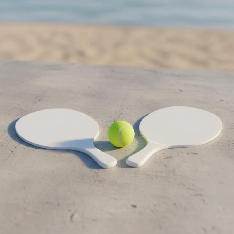 SET DE PALETAS DE PLAYA MDF CON BOLSO Y PELOTA - 1