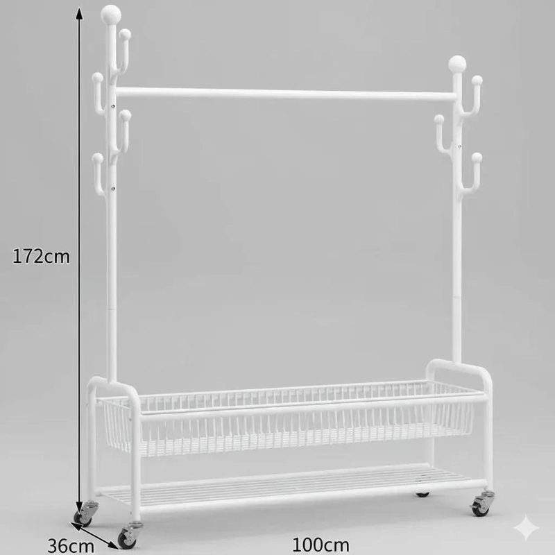 PERCHERO METALICO CACTUS ORGANIZADOR DE ROPA CON RUEDAS - 2