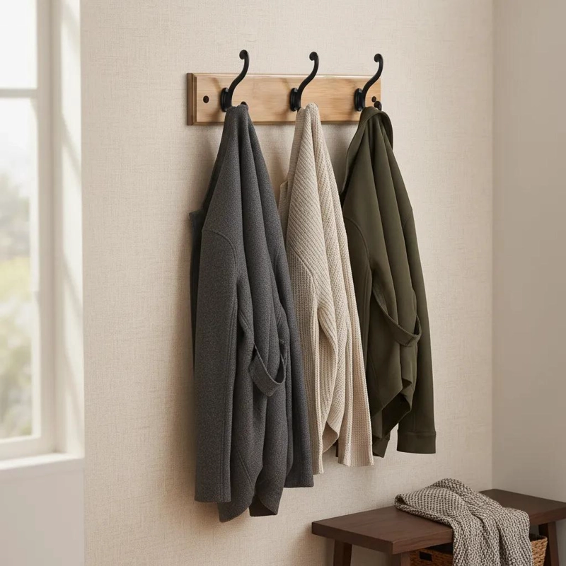 PERCHERO DE PARED DE BAMBU CON 3 GANCHOS ELEGANTES - 3