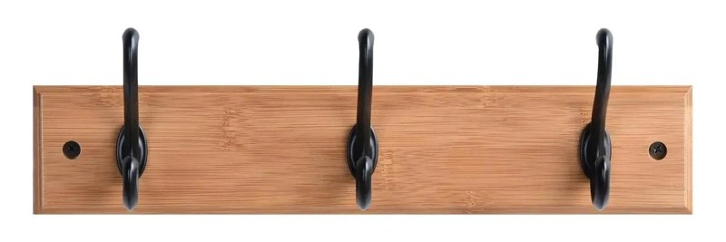 PERCHERO DE PARED DE BAMBU CON 3 GANCHOS ELEGANTES - 4