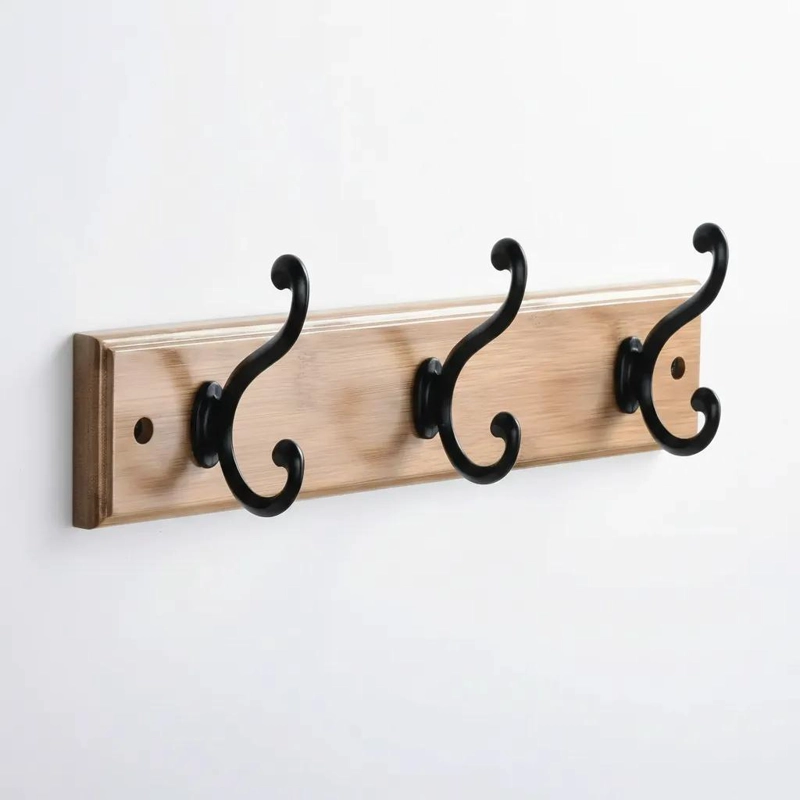 PERCHERO DE PARED DE BAMBU CON 3 GANCHOS ELEGANTES - 5