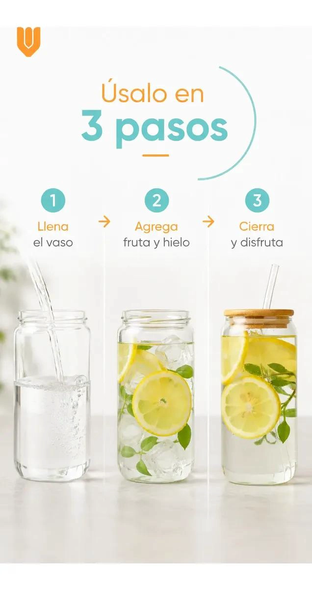 SET DE 2 VASOS DE VIDRIO CON TAPA DE BAMBU PARA BEBIDAS - 7