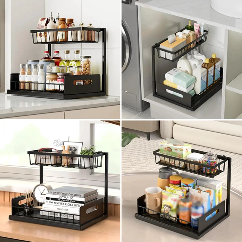 CESTA EXTRACTIBLE PARA BAJO EL FREGADERO CON DOBLE NIVEL - 3