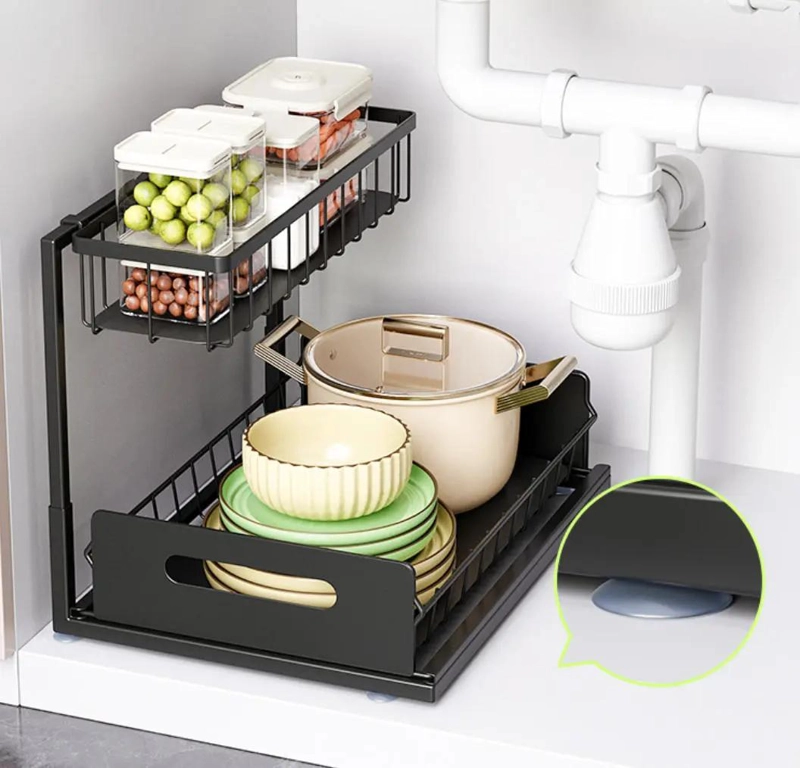 CESTA EXTRACTIBLE PARA BAJO EL FREGADERO CON DOBLE NIVEL - 6