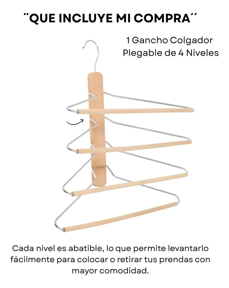 COLGADOR MULTIFUNCIONAL DE METAL Y MADERA PARA ROPA - 4