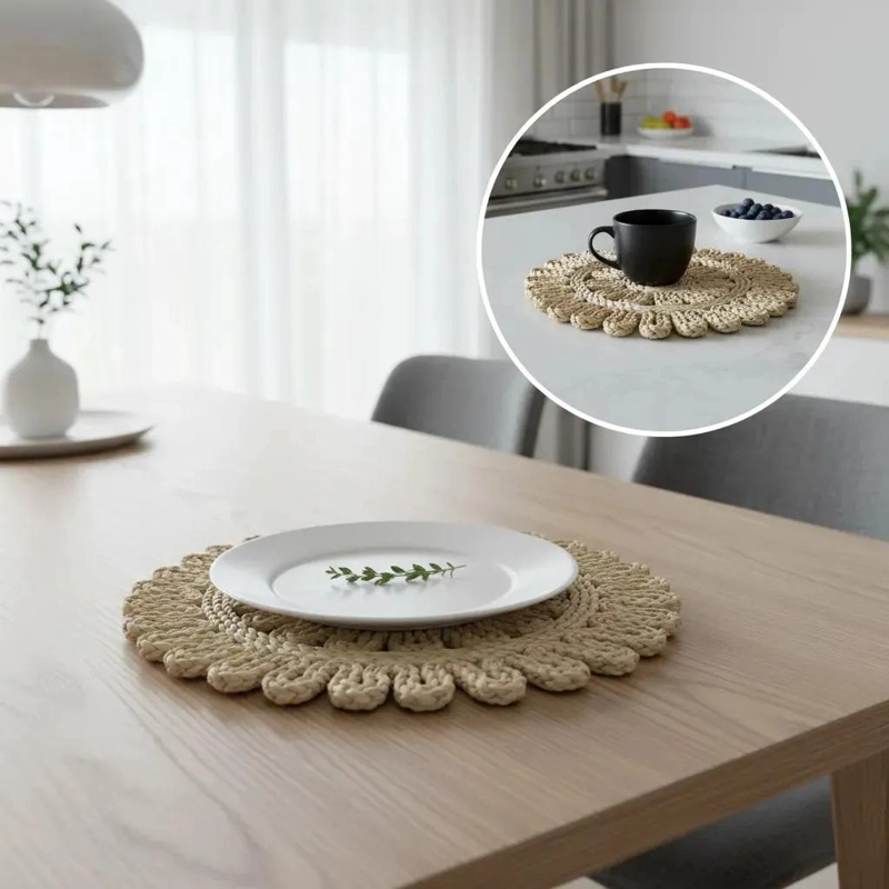 SET DE 6 INDIVIDUALES DE YUTE NATURAL PARA MESA DE COMEDOR - 10