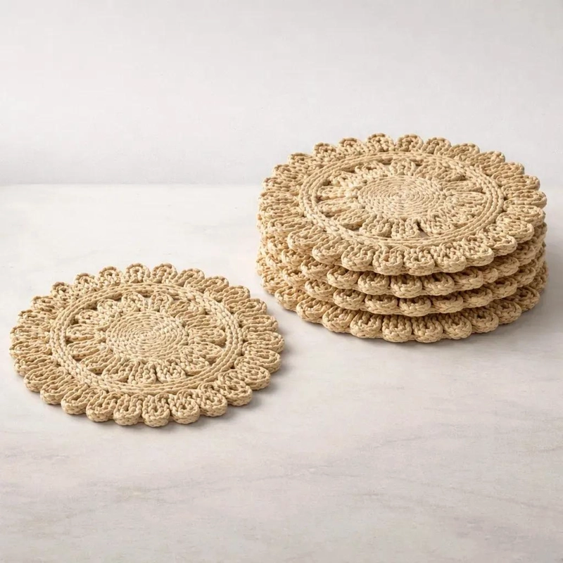 SET DE 6 INDIVIDUALES DE YUTE NATURAL PARA MESA DE COMEDOR - 2
