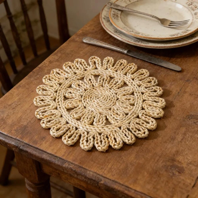 SET DE 6 INDIVIDUALES DE YUTE NATURAL PARA MESA DE COMEDOR - 4