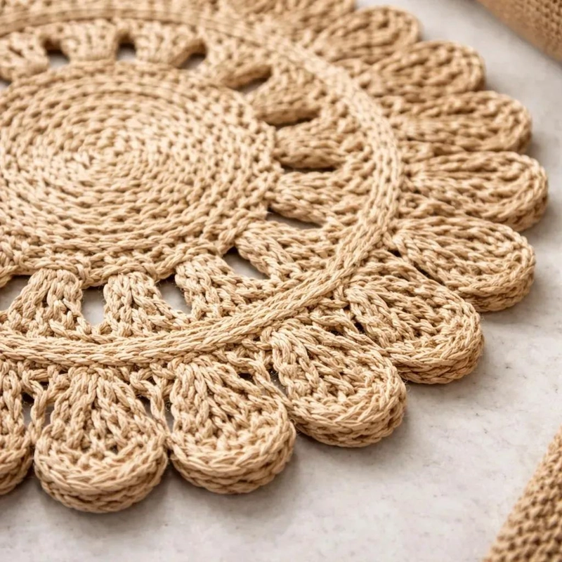 SET DE 6 INDIVIDUALES DE YUTE NATURAL PARA MESA DE COMEDOR - 9