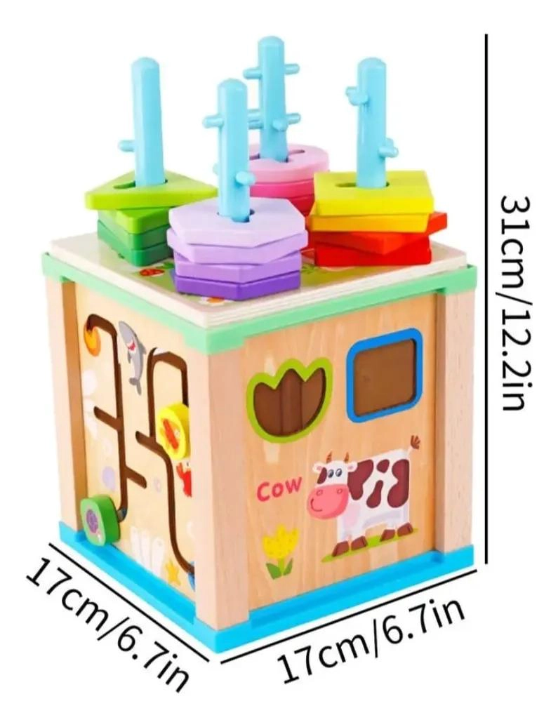 CUBO DIDACTICO DE MADERA PARA APRENDIZAJE INFANTIL - 4