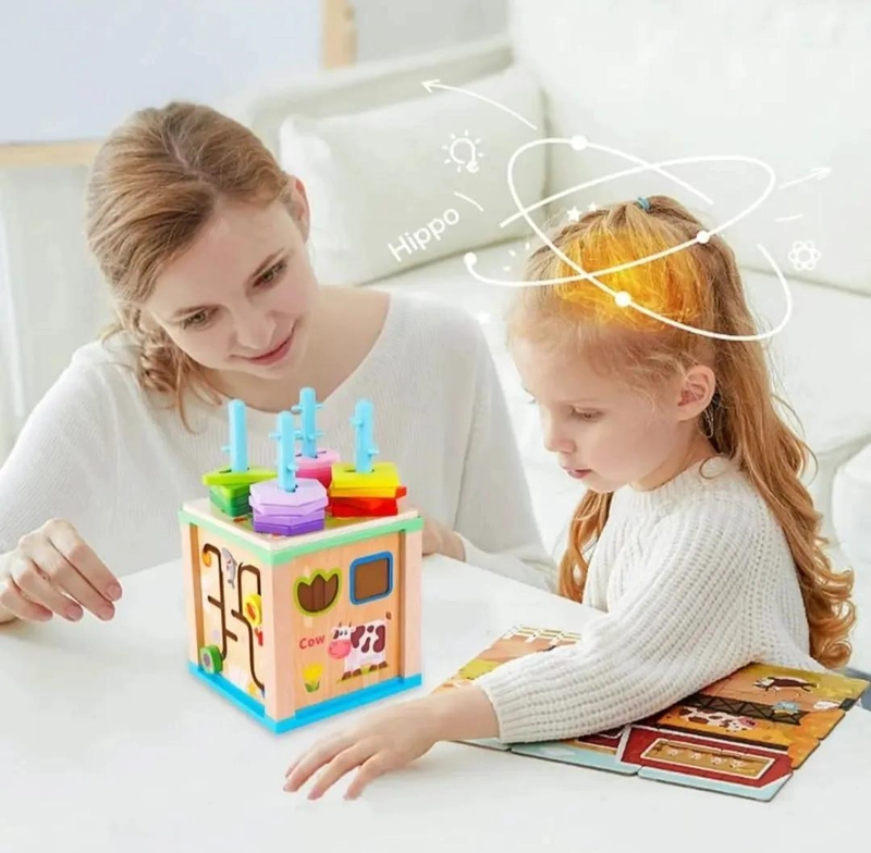 CUBO DIDACTICO DE MADERA PARA APRENDIZAJE INFANTIL - 3