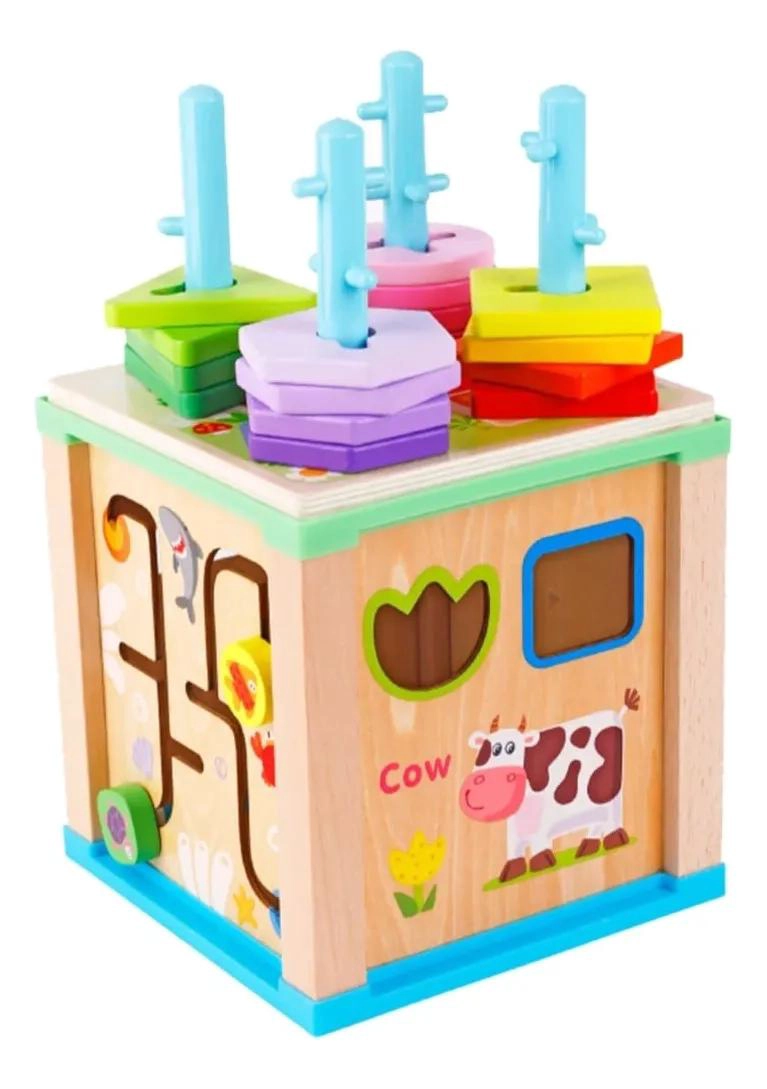 CUBO DIDACTICO DE MADERA PARA APRENDIZAJE INFANTIL - 4