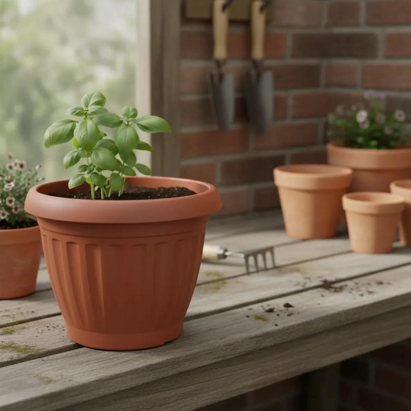 MACETERO DE PLASTICO TERRACOTA 40 CM PARA JARDIN Y HOGAR - 2