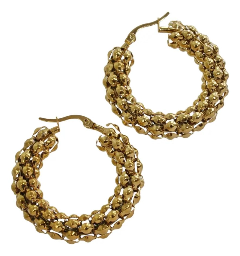 AROS DE ACERO QUIRURGICO CON DISEÑO TEJIDO ELEGANTE - 1