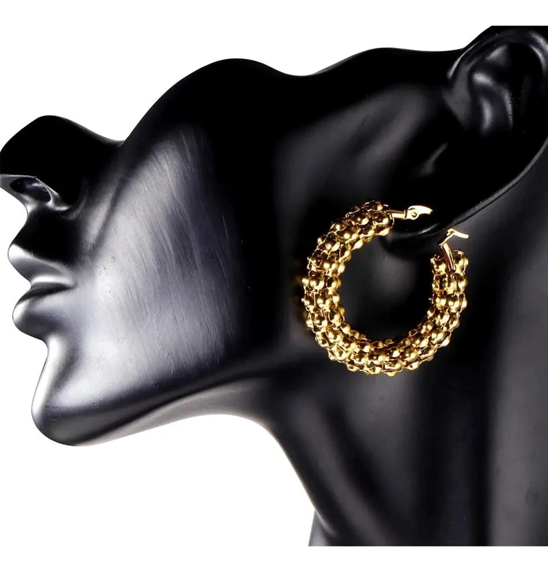 AROS DE ACERO QUIRURGICO CON DISEÑO TEJIDO ELEGANTE - 2