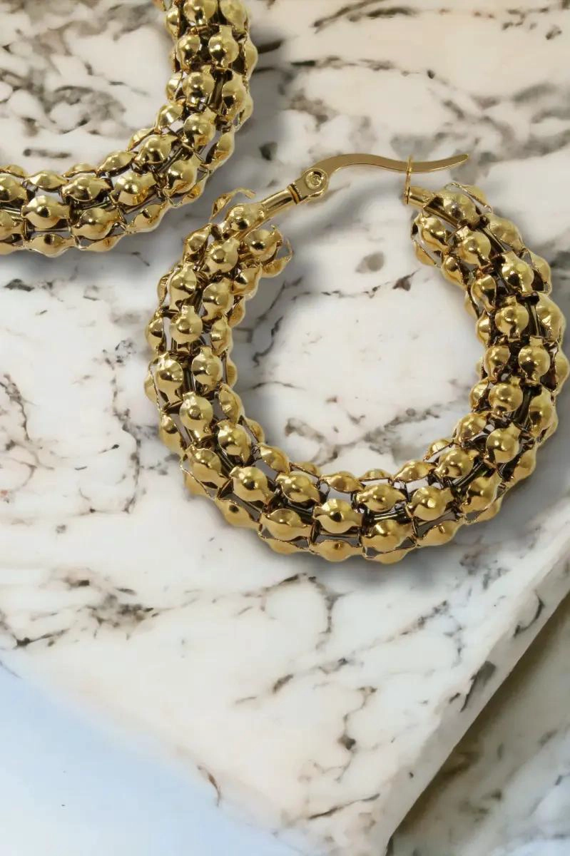 AROS DE ACERO QUIRURGICO CON DISEÑO TEJIDO ELEGANTE - 4