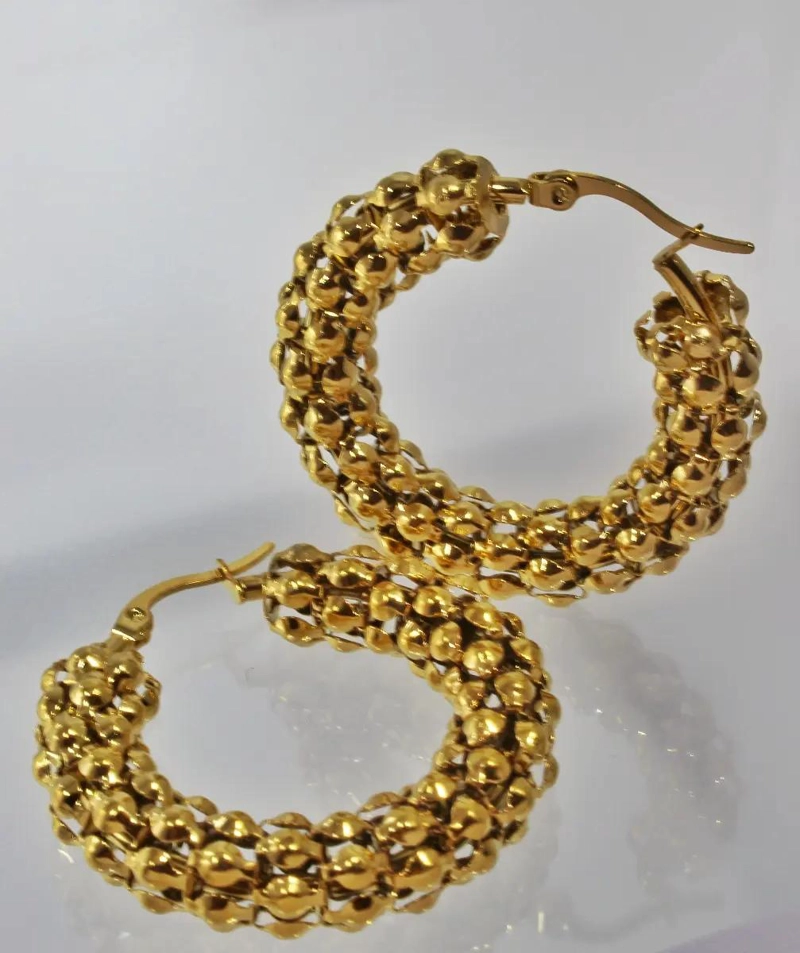 AROS DE ACERO QUIRURGICO CON DISEÑO TEJIDO ELEGANTE - 5
