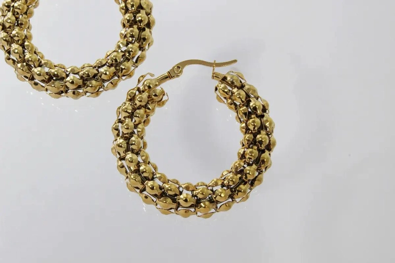 AROS DE ACERO QUIRURGICO CON DISEÑO TEJIDO ELEGANTE - 6