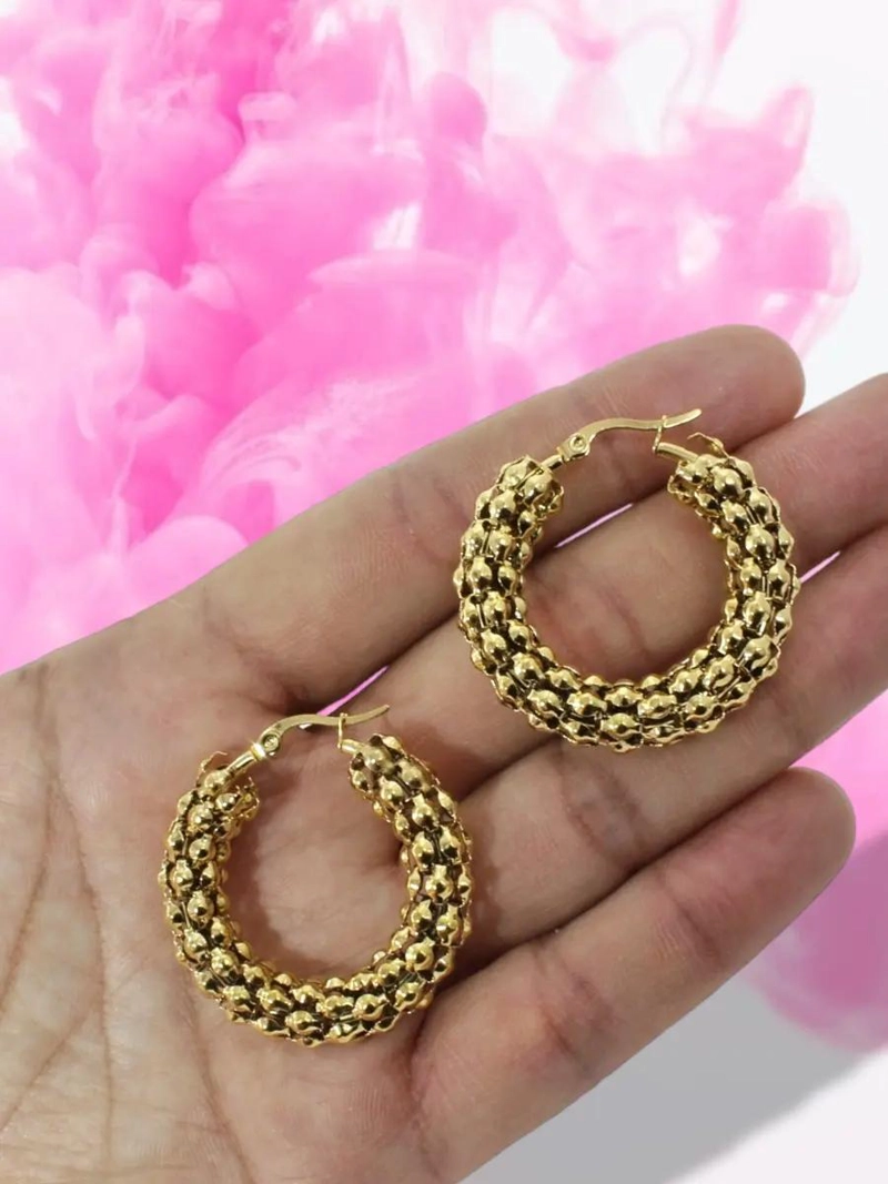 AROS DE ACERO QUIRURGICO CON DISEÑO TEJIDO ELEGANTE - 7