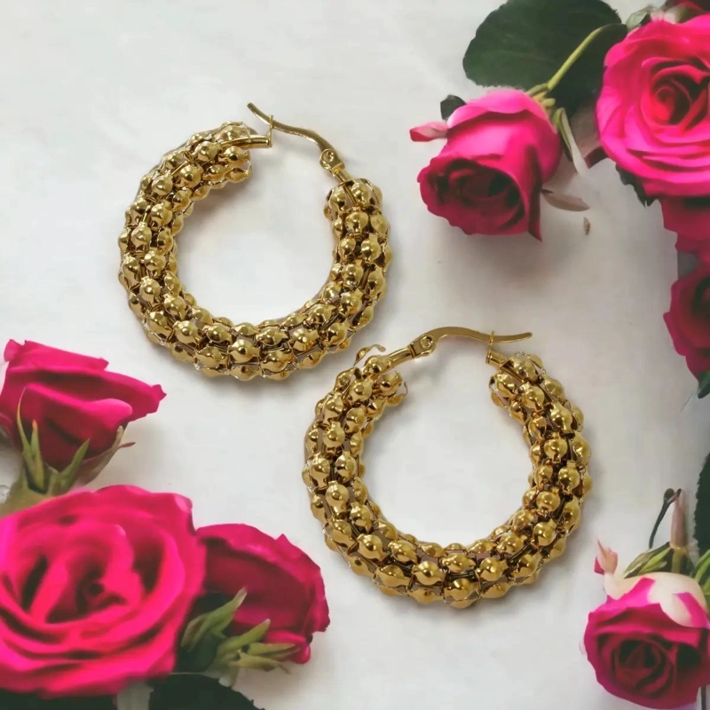 AROS DE ACERO QUIRURGICO CON DISEÑO TEJIDO ELEGANTE - 8