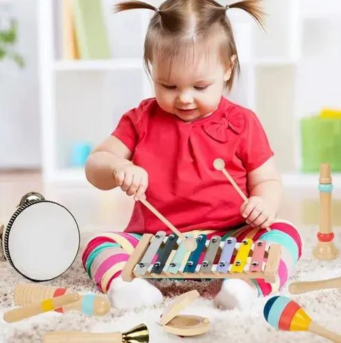 CONJUNTO DE 8 INSTRUMENTOS MUSICALES DE MADERA PARA NIÑOS - 2