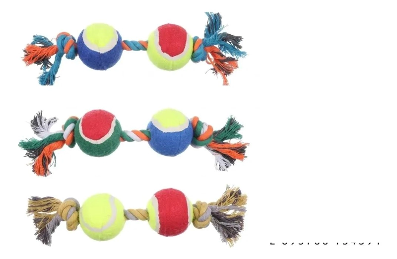 MORDEDOR PARA PERRO CON PELOTAS Y CUERDA RESISTENTE DE 32 CM - 1