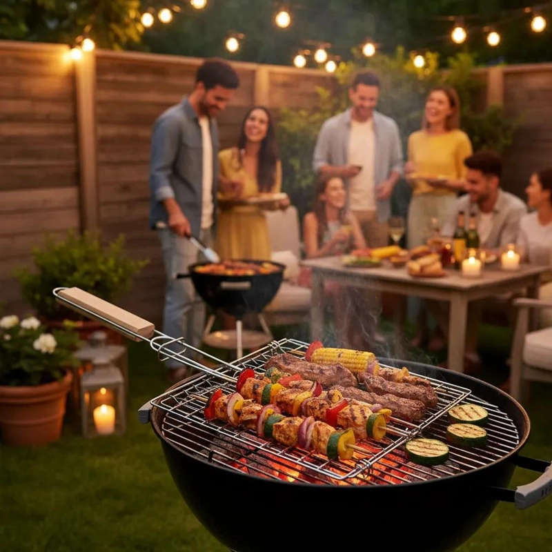 PARRILLA DOBLE CON TRES NIVELES PARA BARBACOA Y ASADOS - 6
