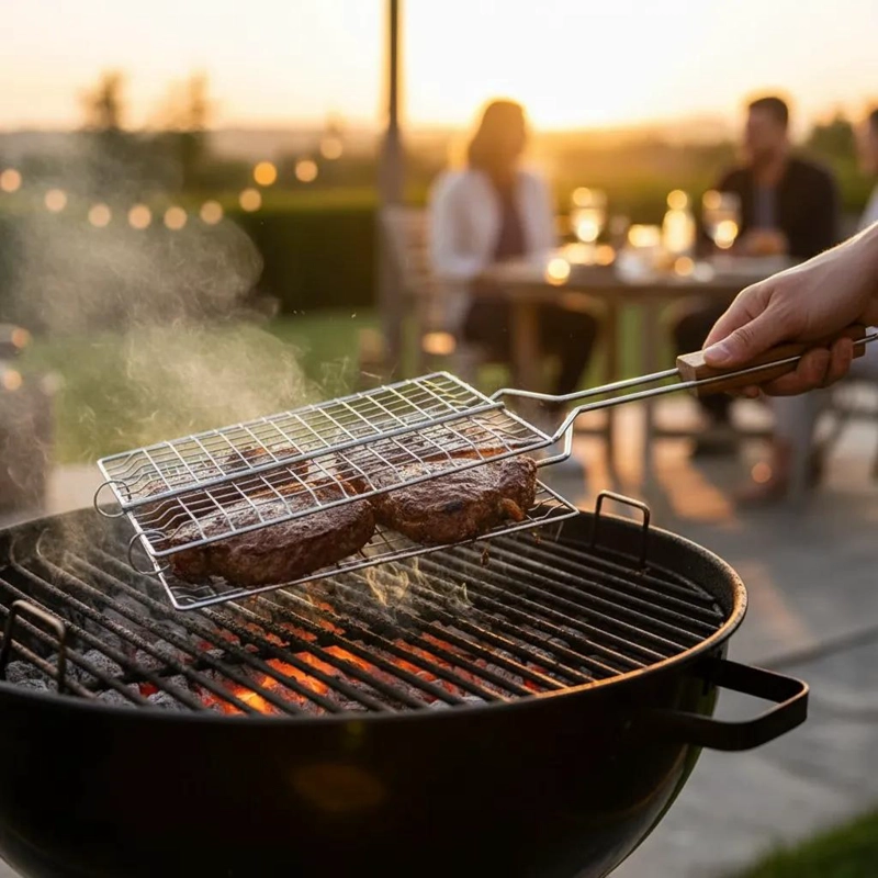 PARRILLA DOBLE CON TRES NIVELES PARA BARBACOA Y ASADOS - 7