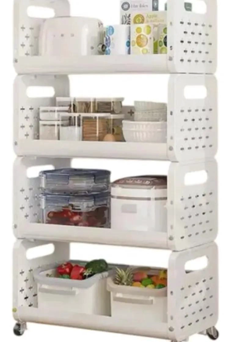 CARRITO ORGANIZADOR DE 4 NIVELES CON RUEDAS Y ESTANTE BLANCO - 1