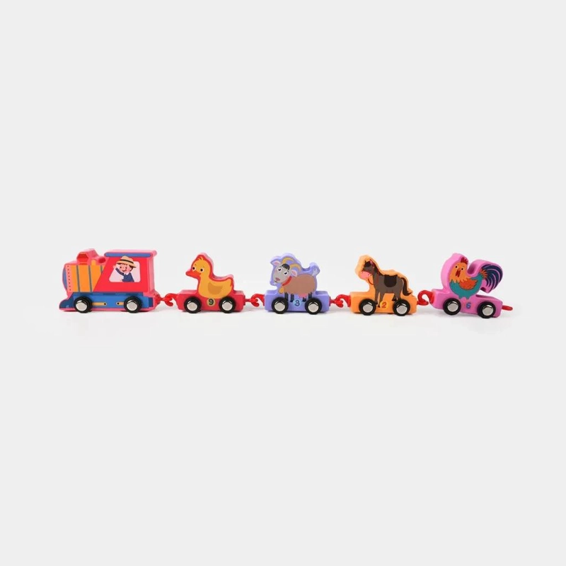 TREN DE ARRASTRE DE MADERA CON ANIMALES COLORIDOS PARA NIÑOS - 2
