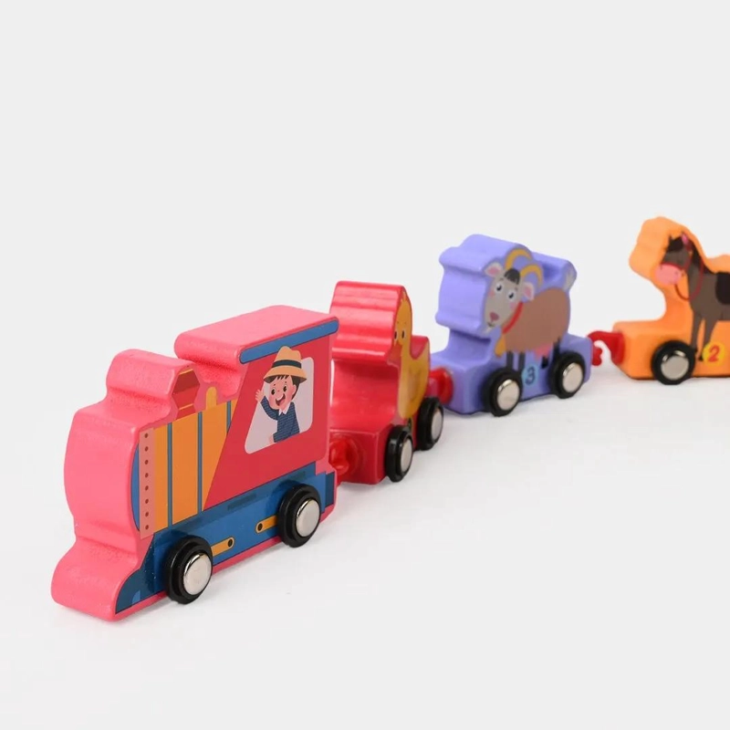 TREN DE ARRASTRE DE MADERA CON ANIMALES COLORIDOS PARA NIÑOS - 5