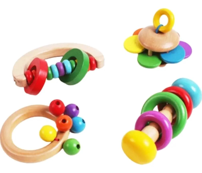 SONAJEROS DE MADERA PARA BEBE S, JUGUETE SENSORIAL DE 4 PIEZAS - 8