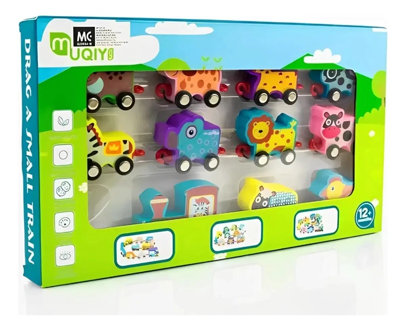 JUGUETE DE MADERA TRENCITO ARRASTRE CON ANIMALES CONECTABLES - 3