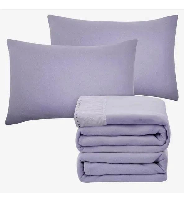 JUEGO DE SABANAS POLAR BRODERIE LILA 1.5 PLAZAS - 3